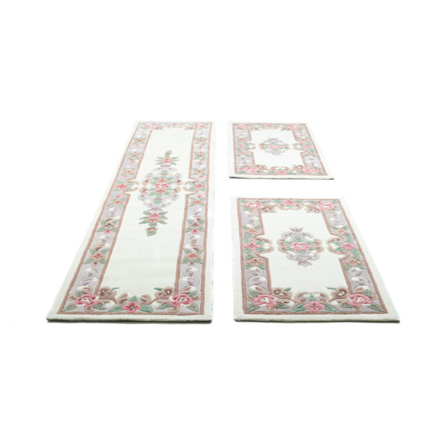 Bettumrandung Costilla Floral Hand Woven Hand Tufted Cream Area Rug Set