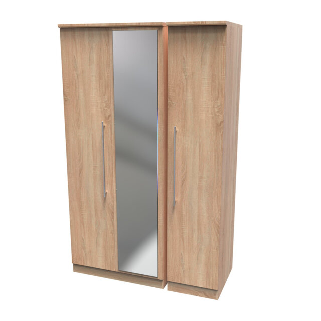 Sherwood Triple Mirror Wardrobe in Bardolino Oak (Ready Assembled)