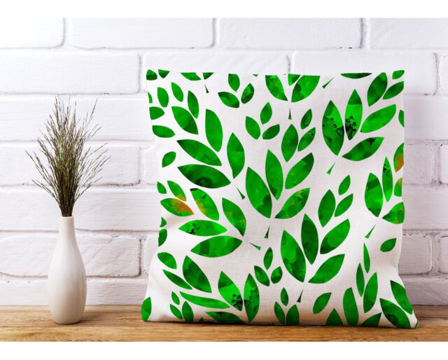 Rainey Watercolour Leaves Floral Scatter Cushion with Filling
