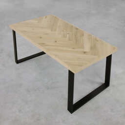 Anacortes Oak Metal Base Dining Table
