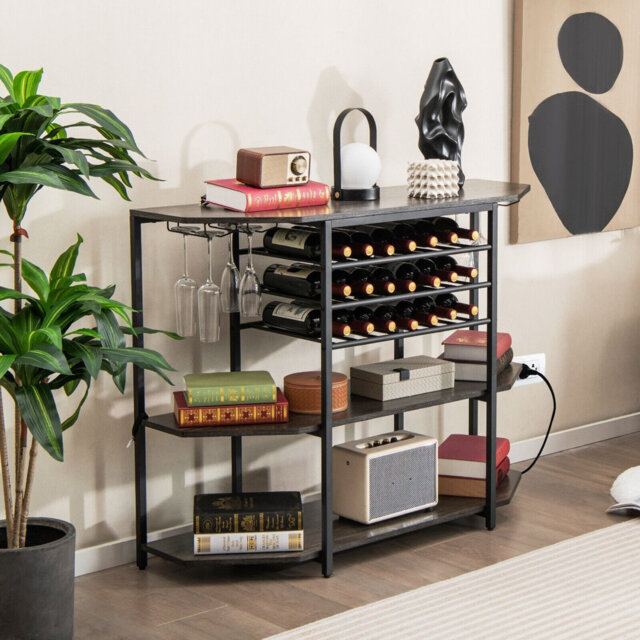Ajayi Floor Wine Bottle & Glass Rack