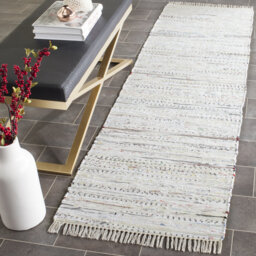 Dull Hand Hooked Cotton White Rug