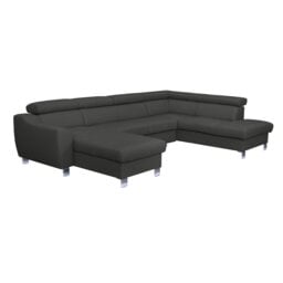 Raedynn Faux Leather Large Corner Sofa with Sleeping Function and Storage Box with Adjustable Headrests