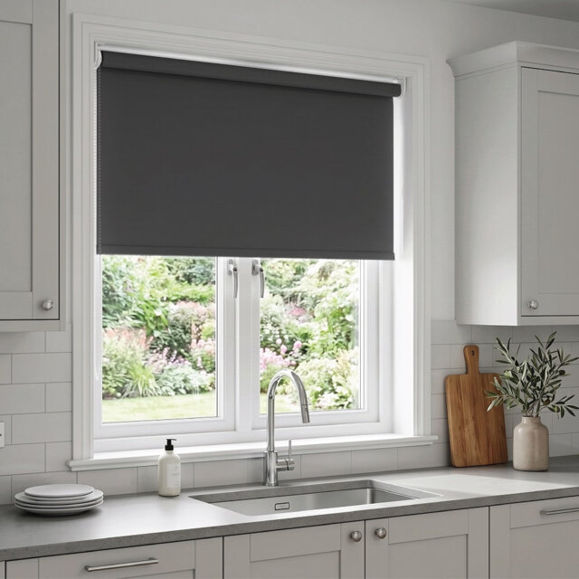 Thermal Blackout Roller Blind - Trimmable Cut to Size - Heavy Duty Metal Tube