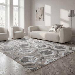 Aurora AU12 Crystal Metallic Silver Area Rug
