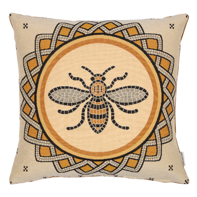 Mosaic Bee Woven Cushion with Fibre Filler