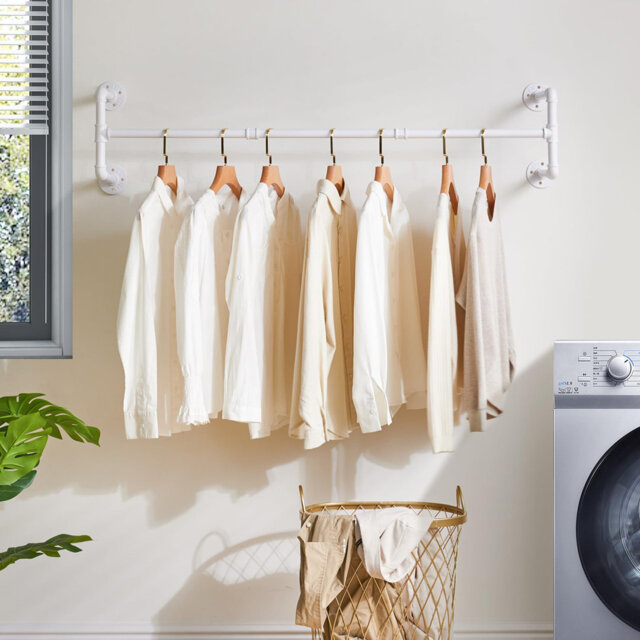 Amyah 322.58cm Wall Mounted Clothes Rack
