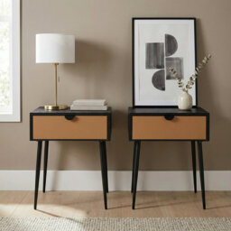 Set of 2 Jupiter Metal 1-Drawer Bedside Cabinets