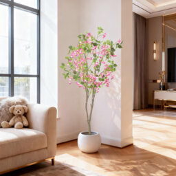 5FT Pink Artificial Bougainvillea Tree, Tall Faux Blossom Plant in Pot, Large Fake Pink Flowers Potted, Wedding Decor Artificial Flowers for Outdoors