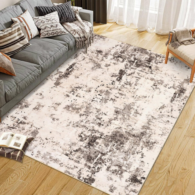 Modern Abstract Area Rug – Washable Short Pile Carpet, Non-Slip Backing, Large Indoor Rug for Living Room, Bedroom, Entryway – Brown, 240x340cm, Germa