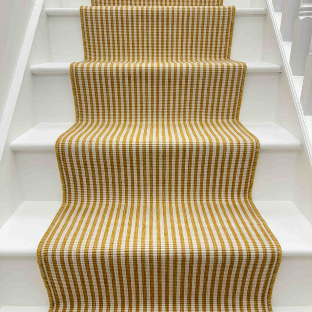 Pinstripe Ochre Stair Runner – Reversible, Durable & Hardwearing Carpet for Stairs & Staircases, Multiple Lengths