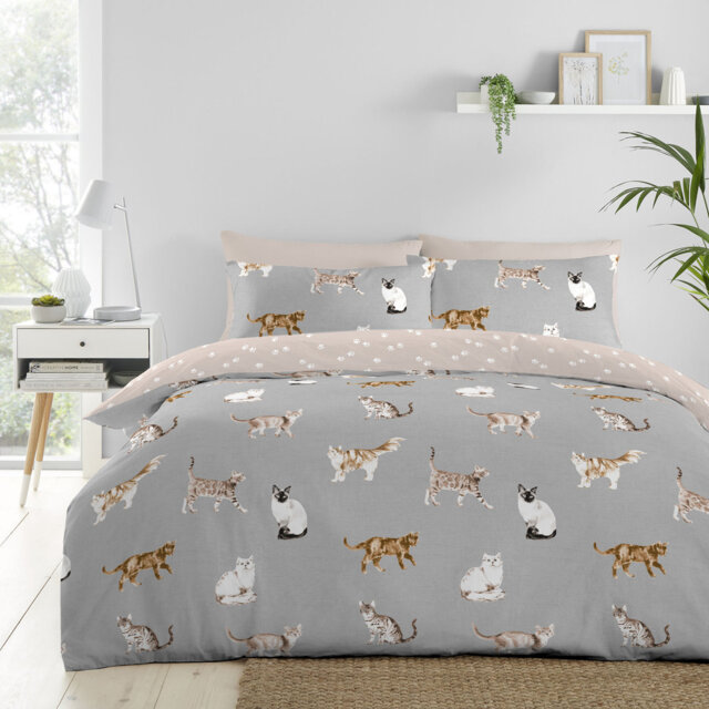 Cats 52% Polyester (Recycled) 48% Cotton Duvet Cover Set Set