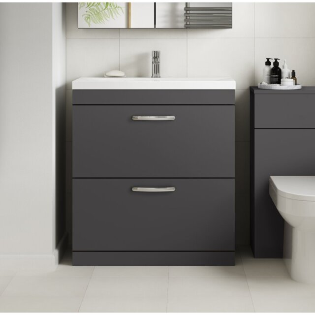 Athena Gloss White 810mm Free-Standing Vanity Unit