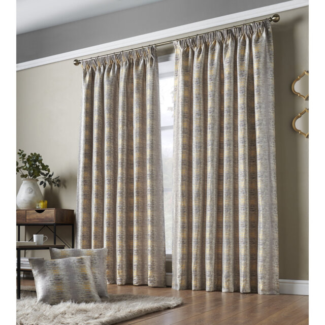 Auberon Reflective Pencil Pleat Room Darkening Curtains