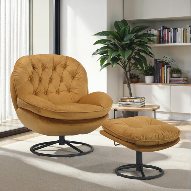 Azura Swivel Accent Chair with Footstool