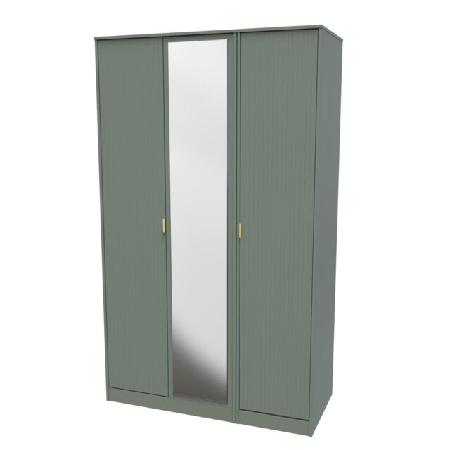 Berklie Tall Triple Mirror Wardrobe in Reed Green