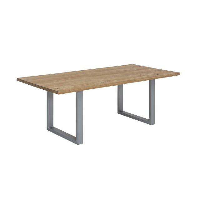 Elara Oak Solid Wood Top Metal Base Dining Table