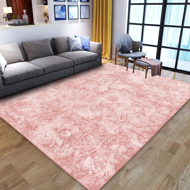 Zamora Pink Area Rug Non-Slip Bedroom Carpet