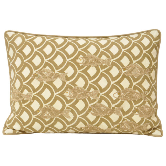 Ionia Fish Geometric Yellow Rectangular Lumbar Cushion