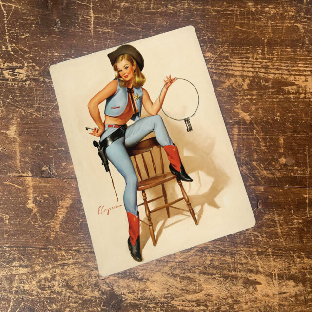 Pin up Girl Cowgirl Metal Wall Décor