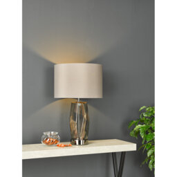 Mubina Touch Table Lamp Black Chrome Smoked Glass With Shade