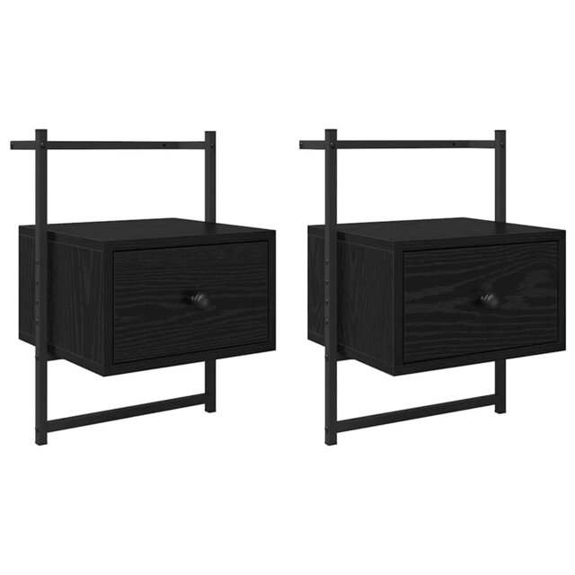 Bedside Cabinet 2 Pcs Black Oak 35 X 30 X 51 Cm Engineered Wood