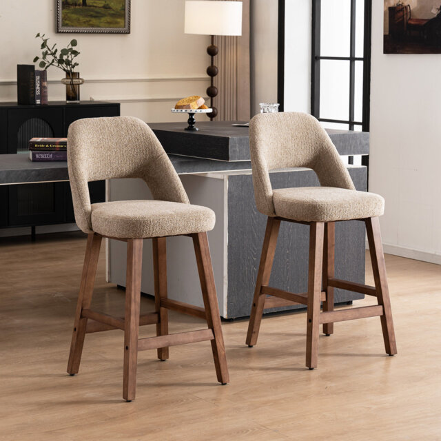 Upholstered Padded Counter Stools Armless Barstools With Wooden Legs For Kitchen Island Bar Counter