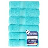 HOME Luxury Bath Towel Set 100% Cotton. Hotel & Spa Quality. Quick Drying Terry Towels. Soft, Plush And Highly Absorbent. -Turquoise-6 Towels