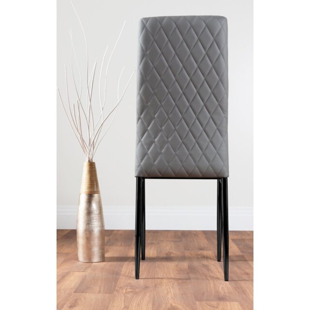Anders Modern Veneer Marble Effect Dining Table Set with 6 Quilted Faux Leather Dining Chairs
