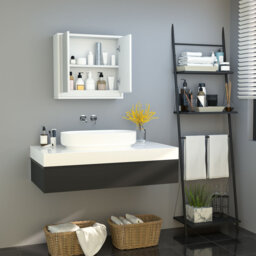 HOMCOM Bathroom Mirror Cabinet, Bathroom Cabinet, 48 x 14.5 x 47cm