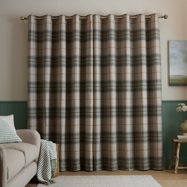 Brushed Woven Glencoe Check Thermal Eyelet Curtains