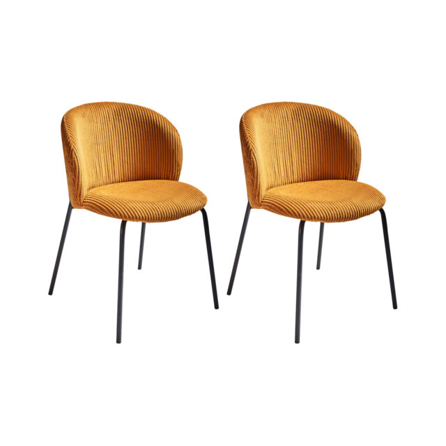 Set of 2 Dining Chairs MILES Corduroy