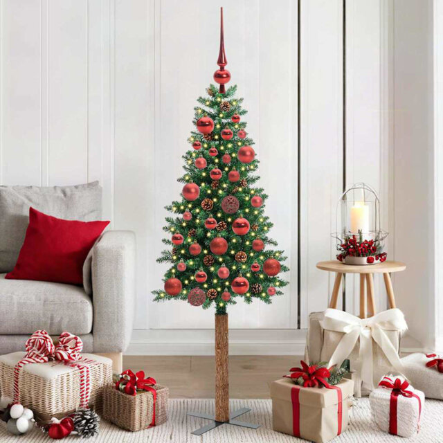 Slim Christmas Tree PVC and Solid Pine wood