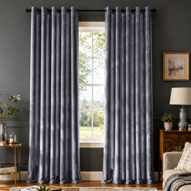 Crushed Velvet Eyelet Window Curtains
