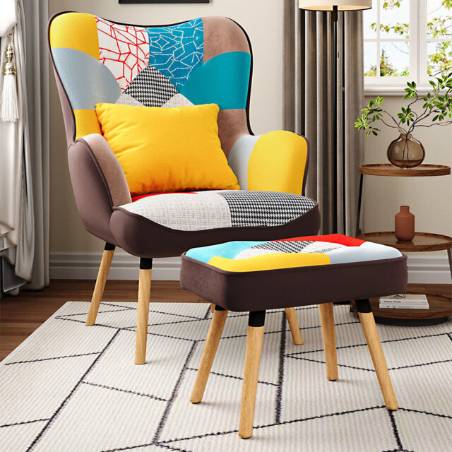 Velvet and Faux Sheepskin Armchair