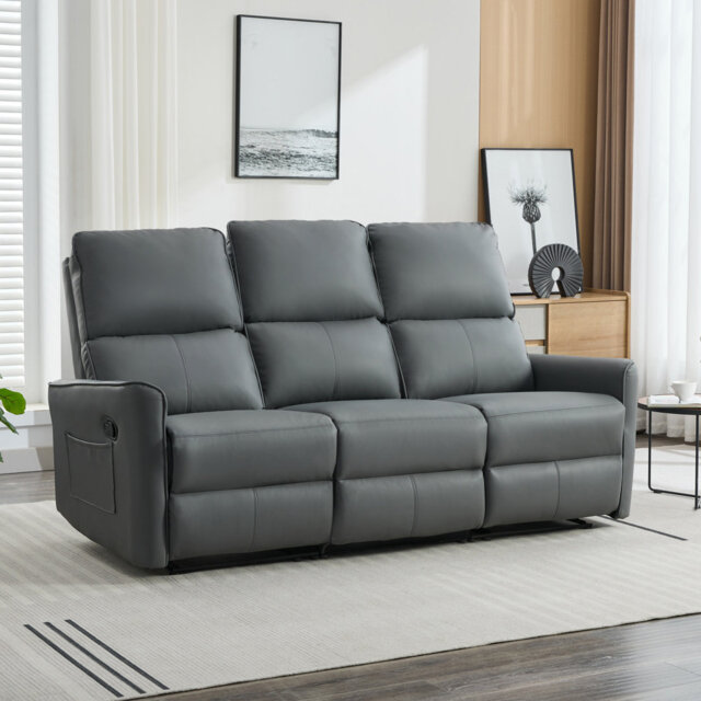 Aburio 3 Seater Faux Leather Reclining Sofa