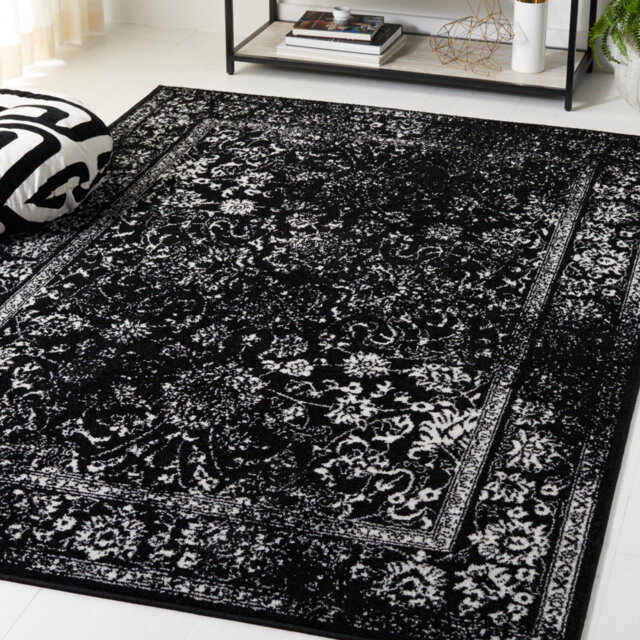 Ellarene Adirondack Blossom Vine Area Rug In Black & Ivory
