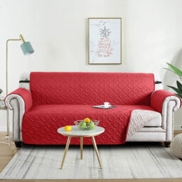 Waterproof Reversible Sofa Cover Quilted Anti-Slip Couch Protector with Adjustable Strap