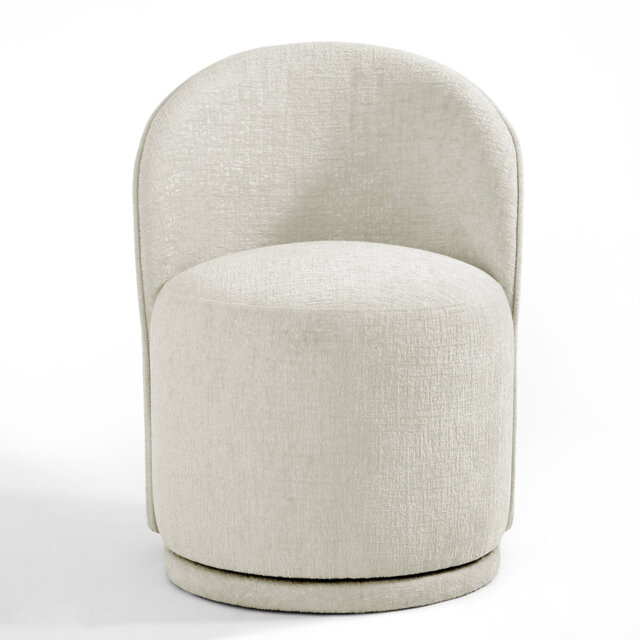 Integrated Barrel Armless Swivel Fabric Dining Chair