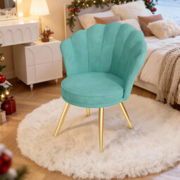 66cm Wide Velvet Barrel Chair Accent Chair with Gold Legs Upholstered Armchair with Padded Seat & Back – Modern Comfy Vanity Chair for Bedroom, Living