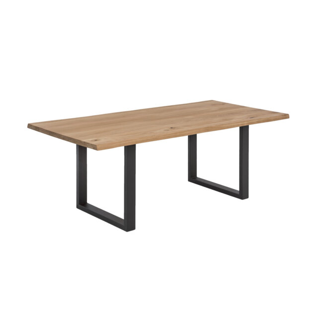 Elara Oak Solid Wood Top Metal Base Dining Table