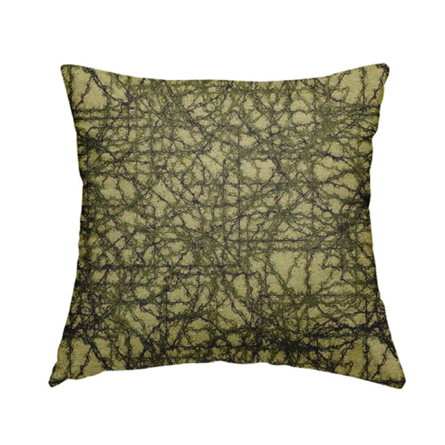Chenille Fabric Jacquard Tapestry Barbed Wire Green Beige Pattern Cushions Piped Finish Handmade To Order