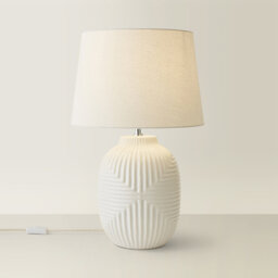 Harrison Tapered Lamp Shade Geometric Ribbed Pattern Gloss Small Table Lamp