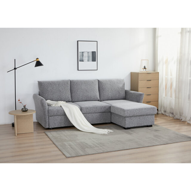 Velin Fabric 3-Seater Corner Sofa Bed with Storage