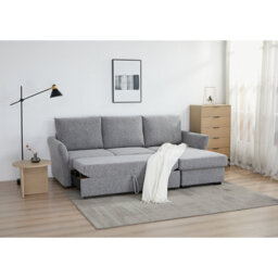 Velin Fabric 3-Seater Corner Sofa Bed with Storage