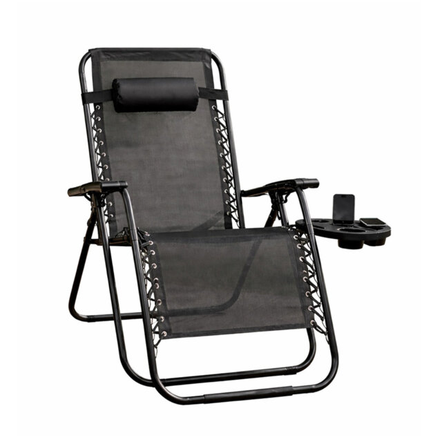ROYALFORD Zero Gravity Chair - Folding Reclining Garden Chair with Cup Holder, Phone Tray & Adjustable Headrest - Breathable Textilene Fabric Steel Fr