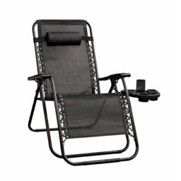 ROYALFORD Zero Gravity Chair - Folding Reclining Garden Chair with Cup Holder, Phone Tray & Adjustable Headrest - Breathable Textilene Fabric Steel Fr