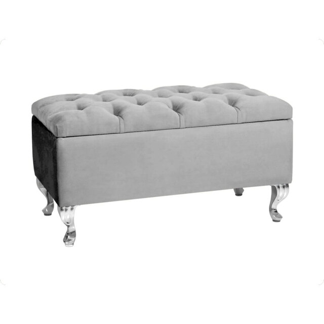 Londona Wide Velvet Tufted Rectangle Solid Color Standard Ottoman Bench with Storage, Upholstery Footstool End of Bed Bench
