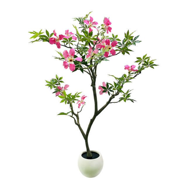 4 ft Tall Artificial Plant, Decorative Fake Tree with Lifelike Leaves & Flowers, Faux Floor Plant with Pot for Living Room Office Front Porch Wedding
