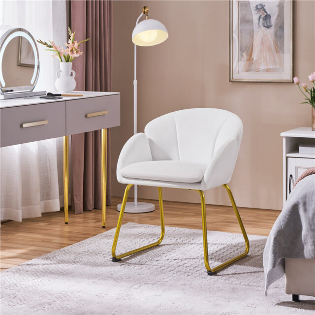 Flower Shape Tub Chair with Golden Metal Legs